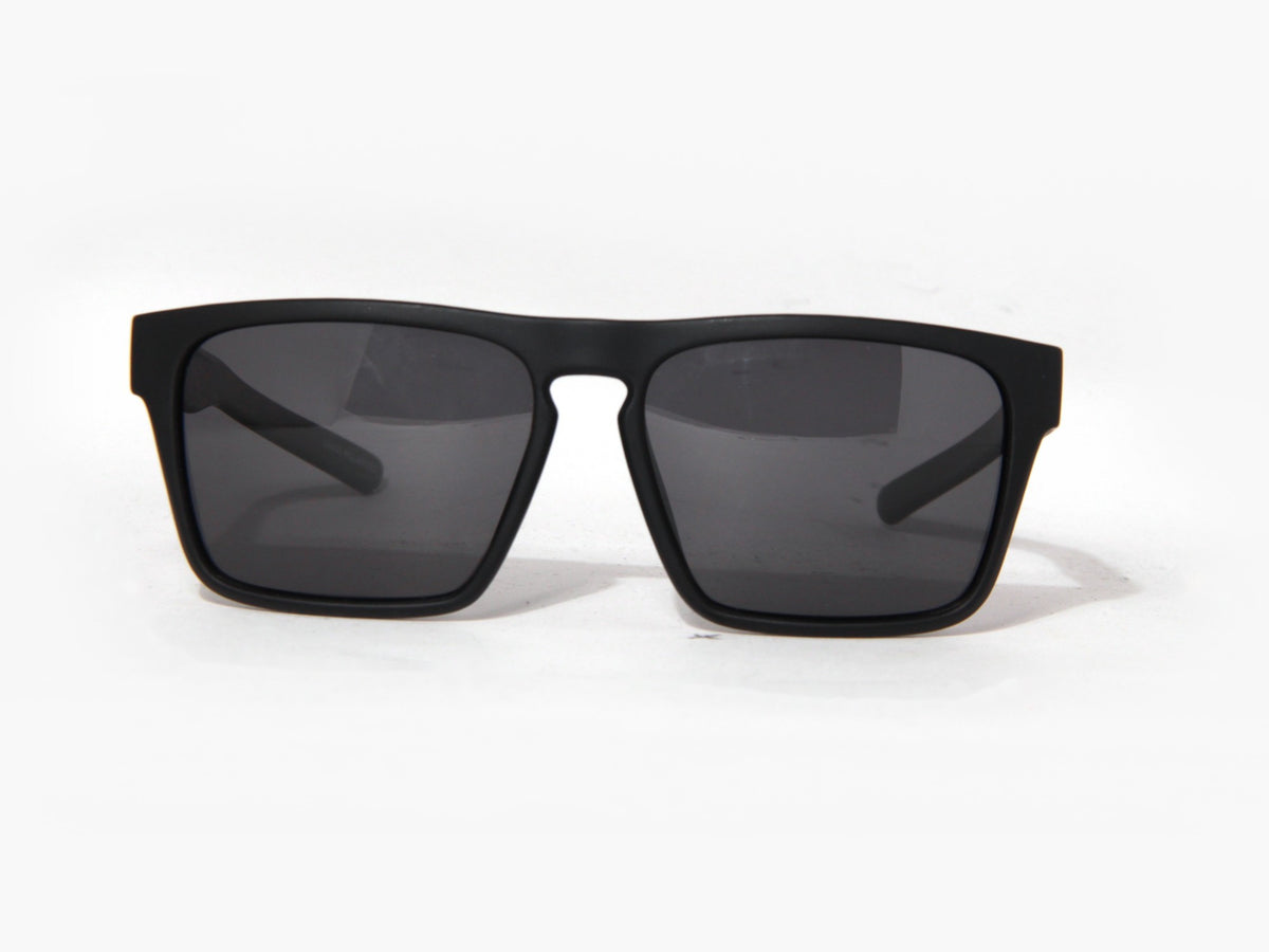 DART Matte Black G15 Smoke Polarized Sunglasses with measurements
