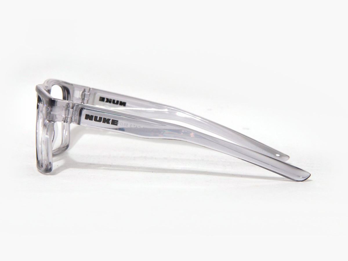 DART Transparent Grey Eyeglasses side view with arm length