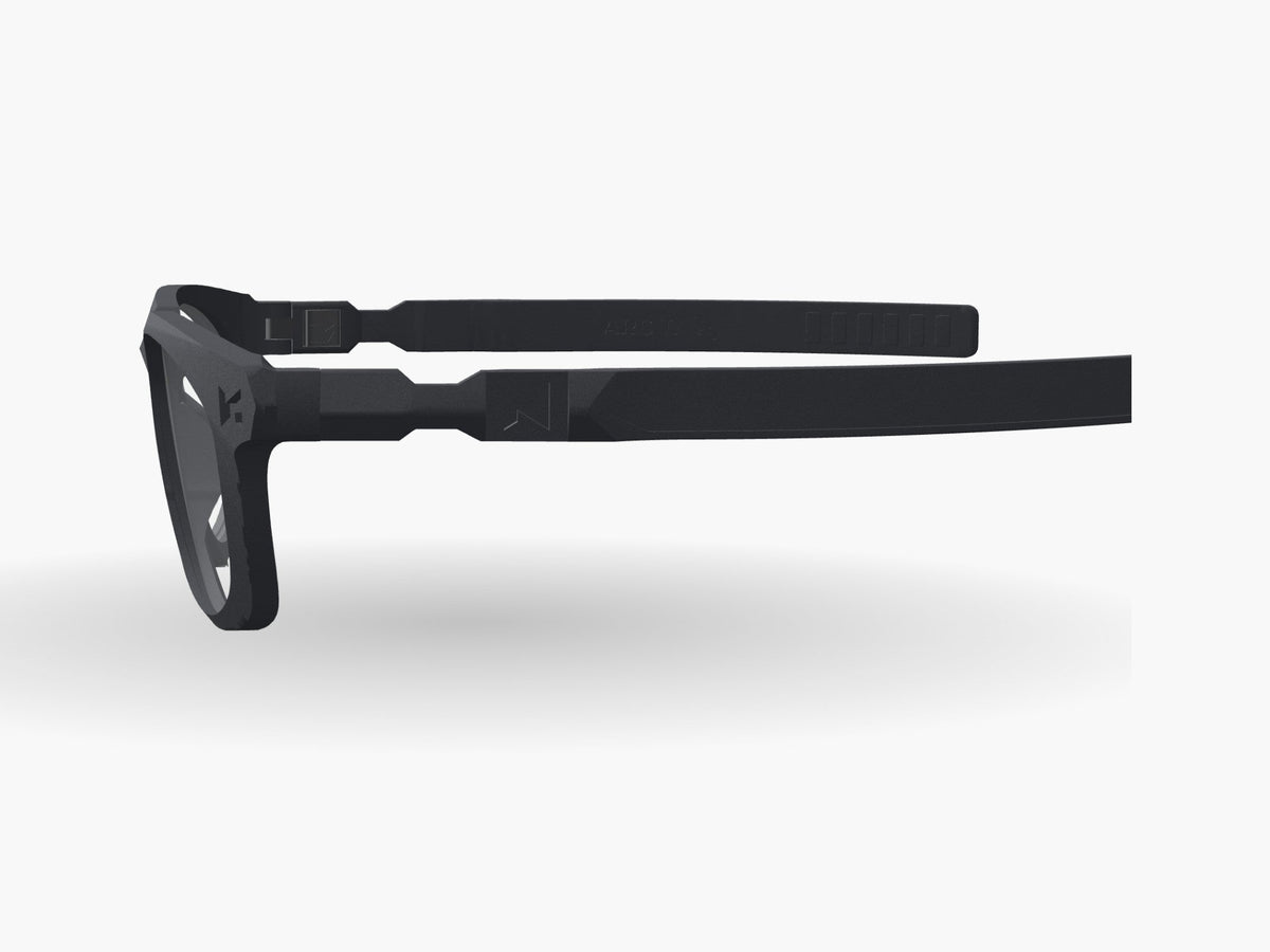 Zero round modular prescription frame, side view