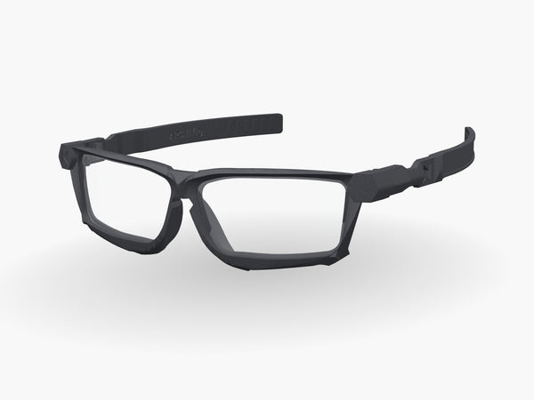 Mars modular prescription frame in Graphite Black with Arc 11 arms, three-quarter view
