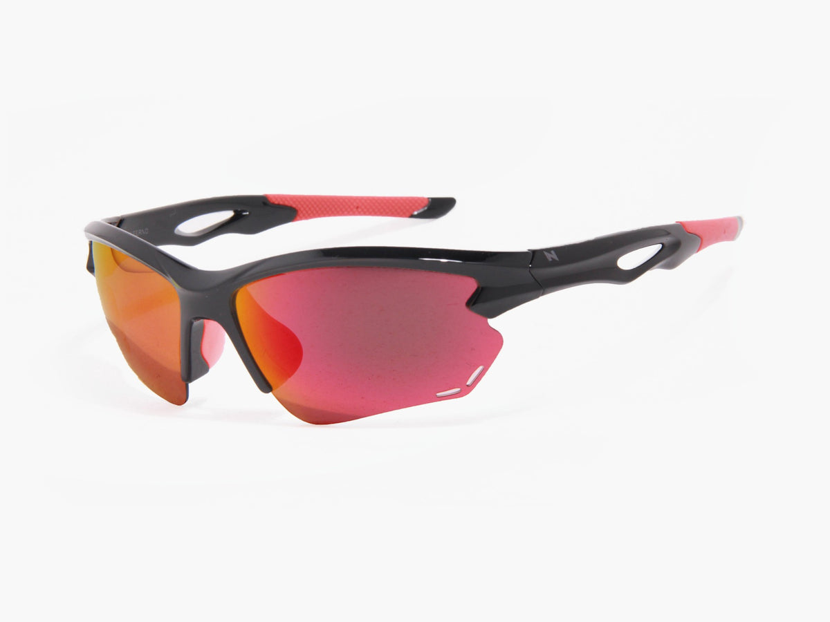 INFERNO Gloss Black Red Tip Ruby polarized sunglasses, perspective view