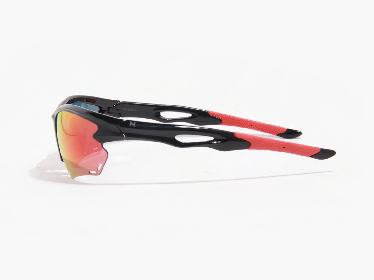 INFERNO Gloss Black Red Tip Ruby polarized sunglasses, side view