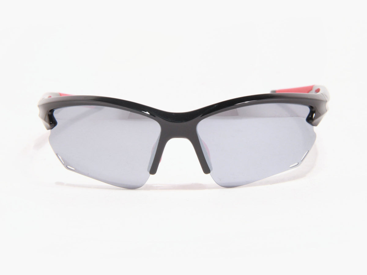 INFERNO Gloss Black Red Tip Silver polarized sunglasses, front view