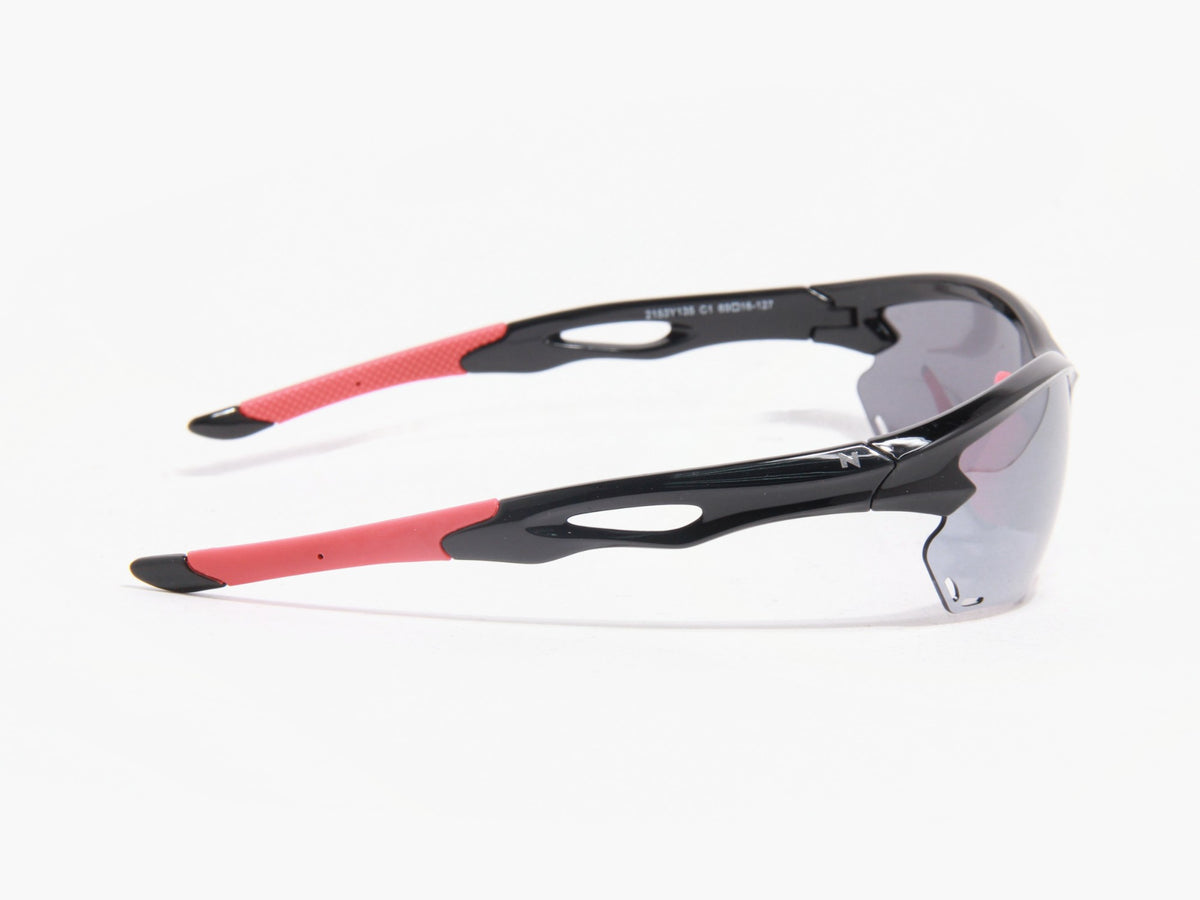 INFERNO Gloss Black Red Tip Silver polarized sunglasses, side view