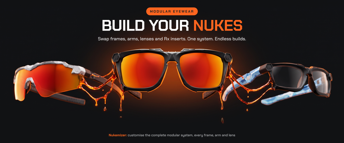 NUKE modular eyewear: OUTLAW II, STINGER and ATOM frames