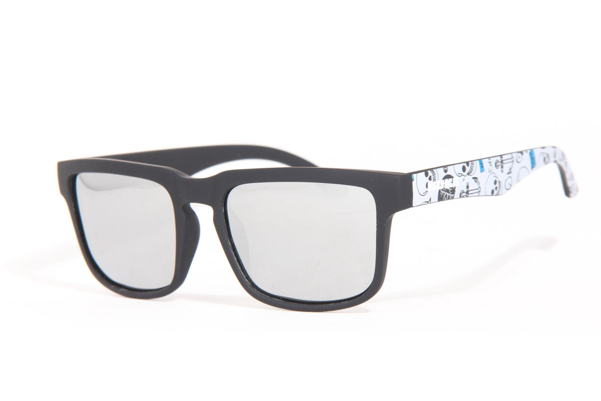 ORACLE MATTE BLACK SILVER SKULL PRINT POLARIZED SUNGLASSES