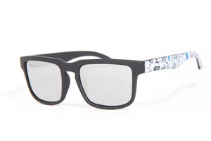 ORACLE MATTE BLACK SILVER SKULL PRINT POLARIZED SUNGLASSES