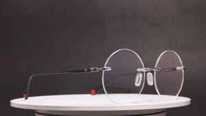 TITAN-X NUKE TITANIUM GUN MATTE BLACK CIRCLE RIMLESS PRESCRIPTION EYEGLASSES SPECTACLES