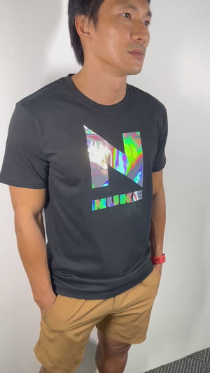 BF SIZE M  NUKE HOLOGRAPHIC REFLECTION BLACK T-SHIRT (2024)
