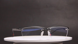 OBLIVION NUKE TITANIUM MATTE BLACK SILVER HALF RIM RECTANGLE PRESCRIPTION EYEGLASSES SPECTACLES