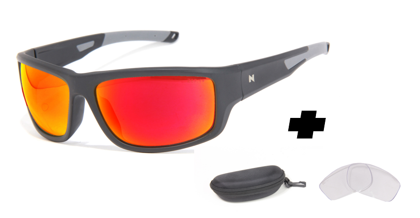 SPECTRAL Z87.1 COMBO MATTE BLACK GREY TIP RUBY FIRE Z87.1 + CLEAR Z87.1 LENS+CASE