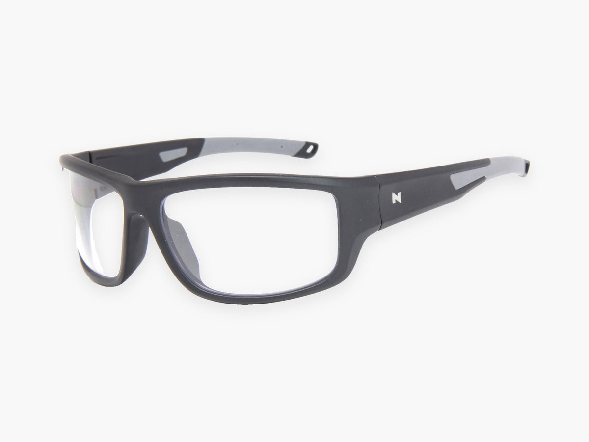 SPECTRAL Z87.1+ matte black, Clear Z87.1+ lens, perspective view