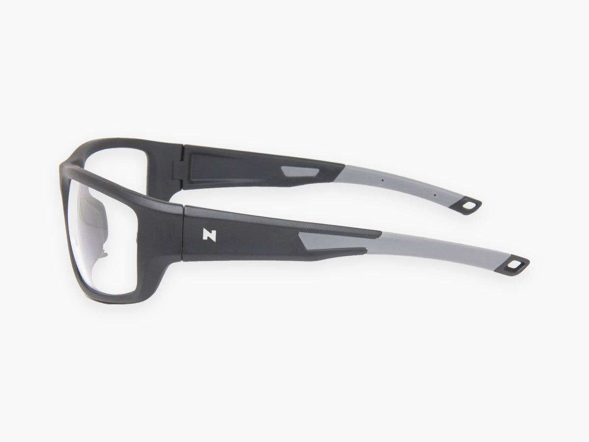 SPECTRAL Z87.1+ matte black, Clear Z87.1+ lens, side view