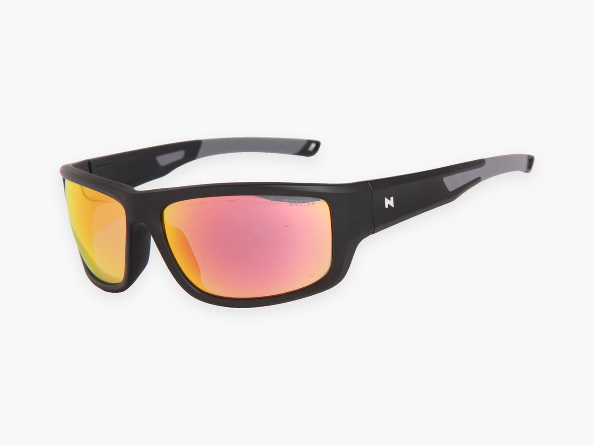SPECTRAL Z87.1+ matte black, Ruby Fire Z87.1+ lens, perspective view