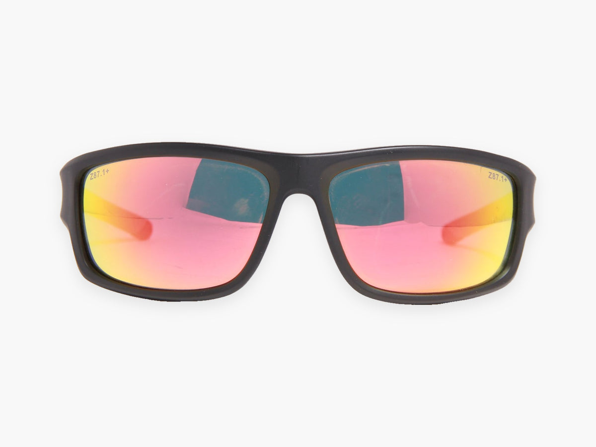 SPECTRAL Z87.1+ matte black, Ruby Fire Z87.1+ lens, front view