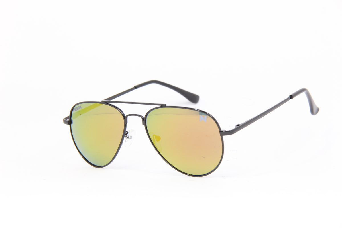 OUTLET MAMBA BLACK RUBY FIRE POLARIZED AVIATOR SUNGLASSES (FOR KIDS &amp; PETITE WOMEN FACIAL PROFILE)